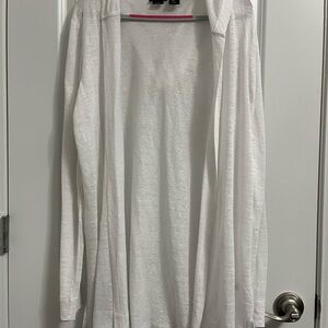 Tahari Linen Cardigan in White